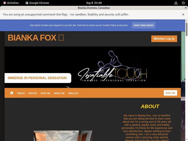 Goddessbianka.com Signup Page