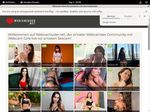 WebCam Luder Sign Up